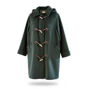 Jessica London Green Wool Blend Duffle Coat Hooded Toggle Closure Women’s 16